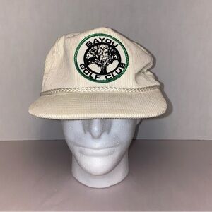 Vintage Ama Pro “Bayou Golf Club” Corduroy Strap back Hat One Size White *Stain*